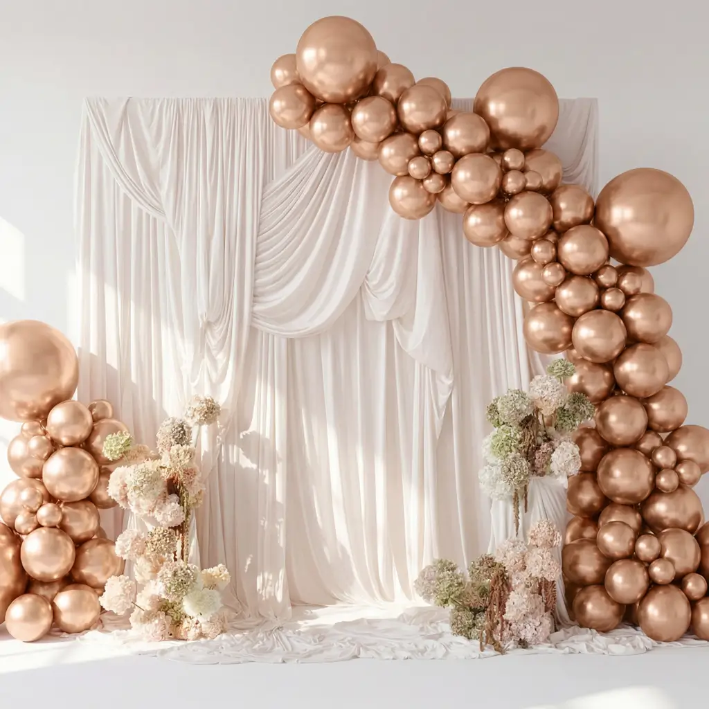 50er-Set glänzende Metallballons in Roségold, Ø 12 cm