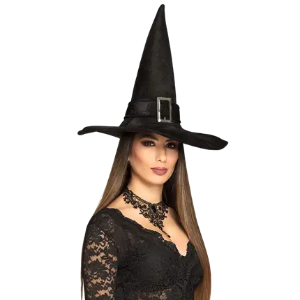 Schwarzer spitzer Hexenhut – Halloween-Kostüm