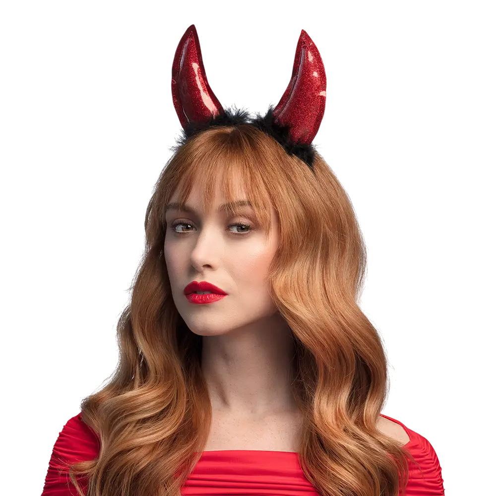 Rotes Teufelin-Stirnband – Teufelshörner für Halloween