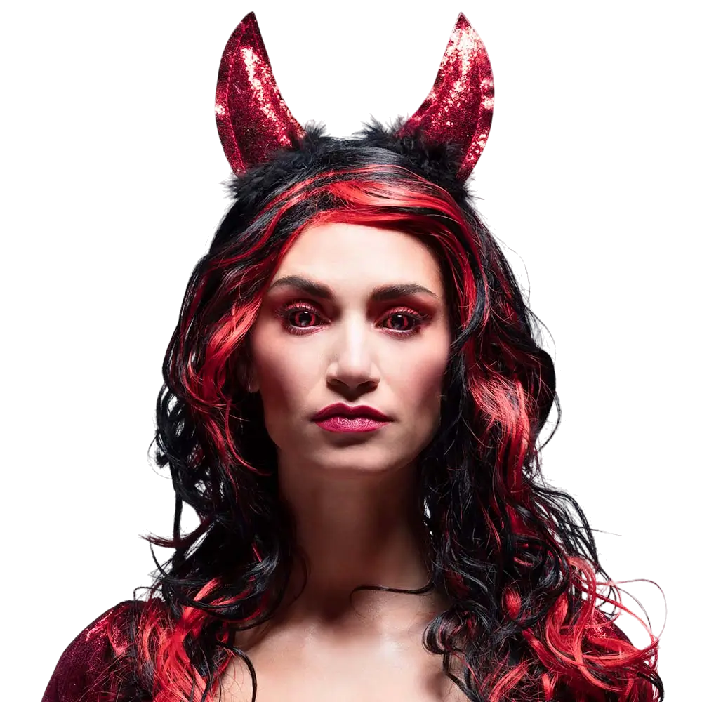 Rotes Teufelin-Stirnband – Teufelshörner für Halloween