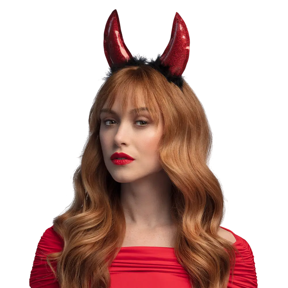 Rotes Teufelin-Stirnband – Teufelshörner für Halloween