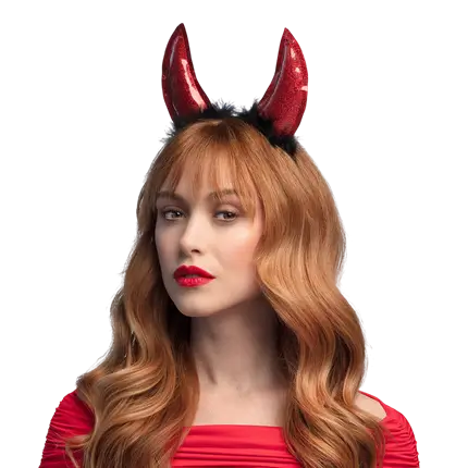 Rotes Teufelin-Stirnband – Teufelshörner für Halloween
