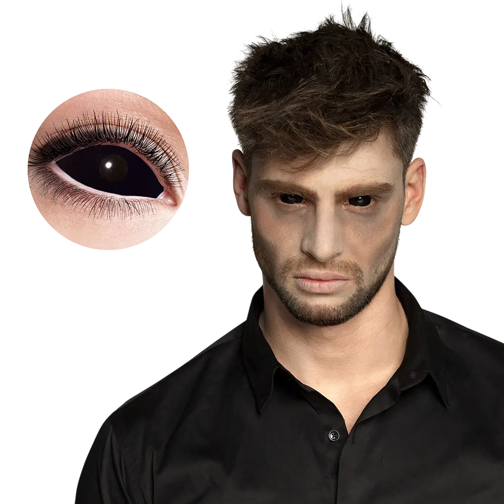 Kontaktlinsen „Schwarze Untoten-Augen“ – Halloween-Kontaktlinsen