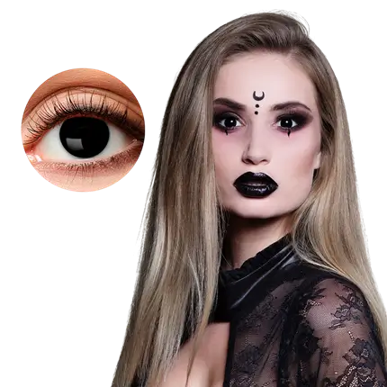 Kontaktlinsen „Schwarze Hexenaugen“ – Halloween-Kontaktlinsen