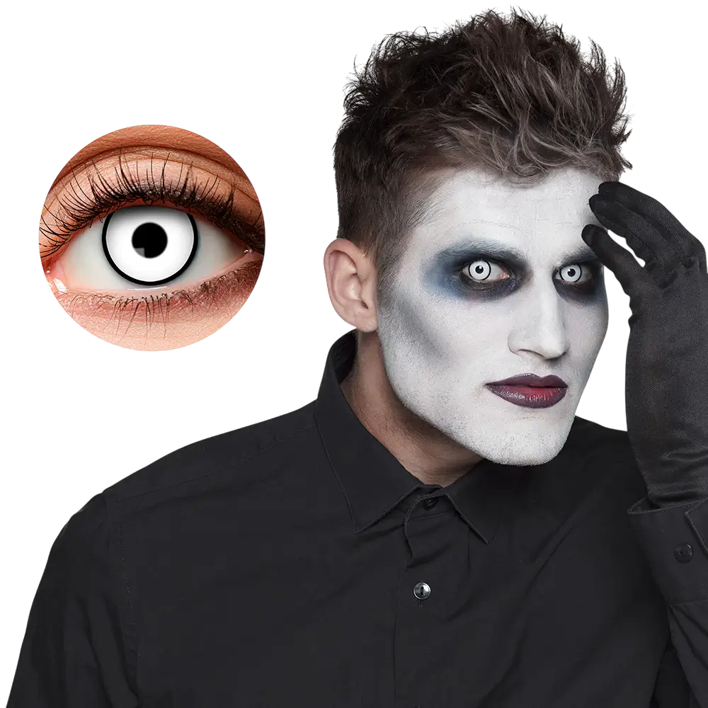 Weiße Kontaktlinsen mit schwarzem Rand „Maniac“ – Halloween-Kontaktlinsen