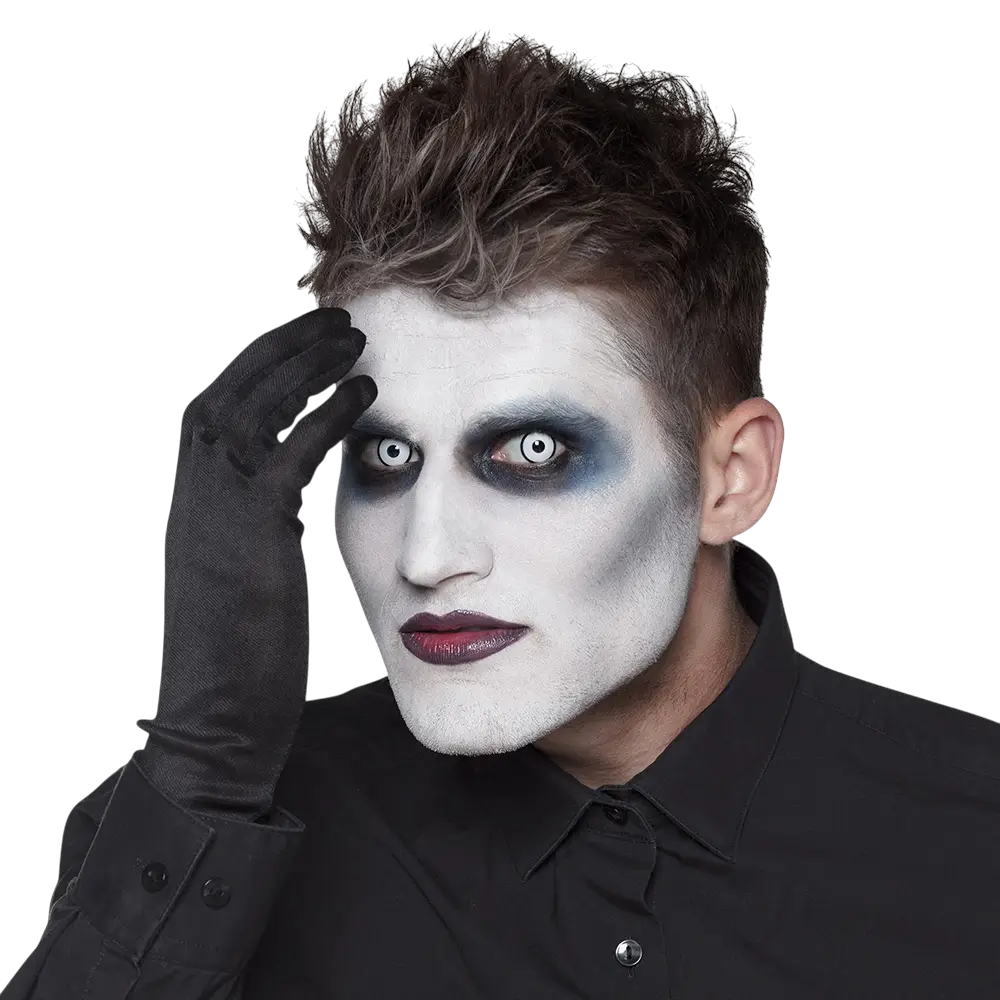 Weiße Kontaktlinsen mit schwarzem Rand „Maniac“ – Halloween-Kontaktlinsen