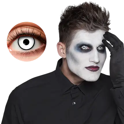 Weiße Kontaktlinsen mit schwarzem Rand „Maniac“ – Halloween-Kontaktlinsen