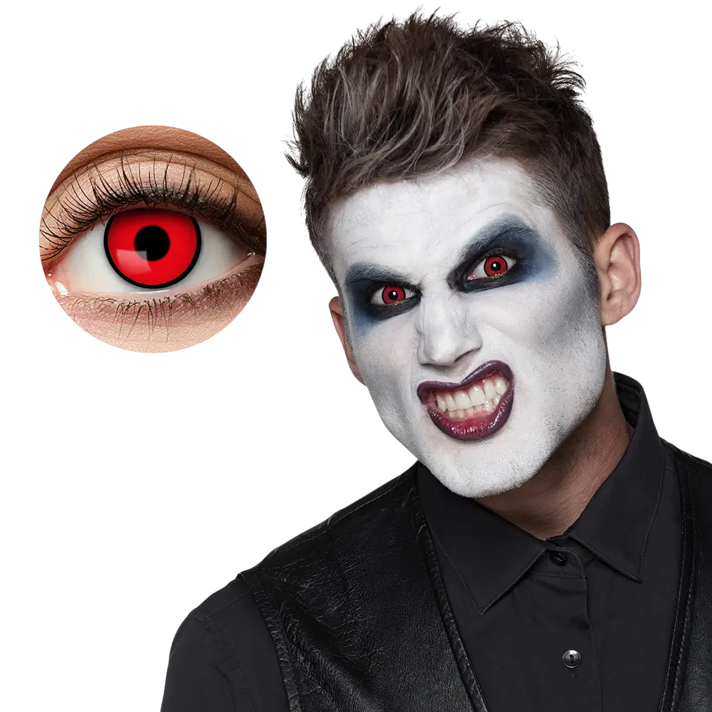 Rote und schwarze Vampir-Kontaktlinsen – Halloween-Kontaktlinsen