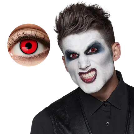 Rote und schwarze Vampir-Kontaktlinsen – Halloween-Kontaktlinsen