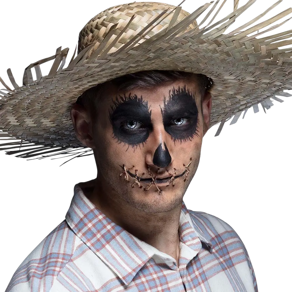 Weiße Kontaktlinsen mit Riss-Effekt „Schwarzer Vogelscheuche“ – Halloween-Kontaktlinsen