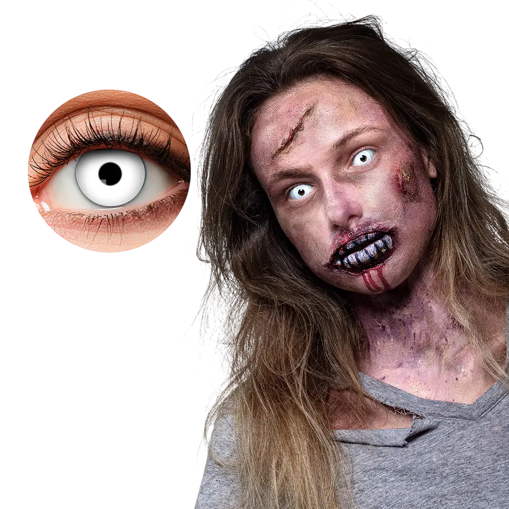 Zombie-Kontaktlinsen mit weißen Augen – Halloween-Kontaktlinsen