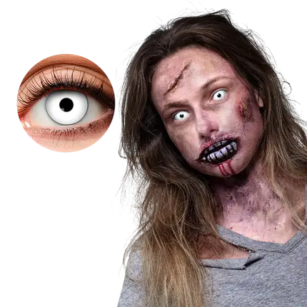 Zombie-Kontaktlinsen mit weißen Augen – Halloween-Kontaktlinsen