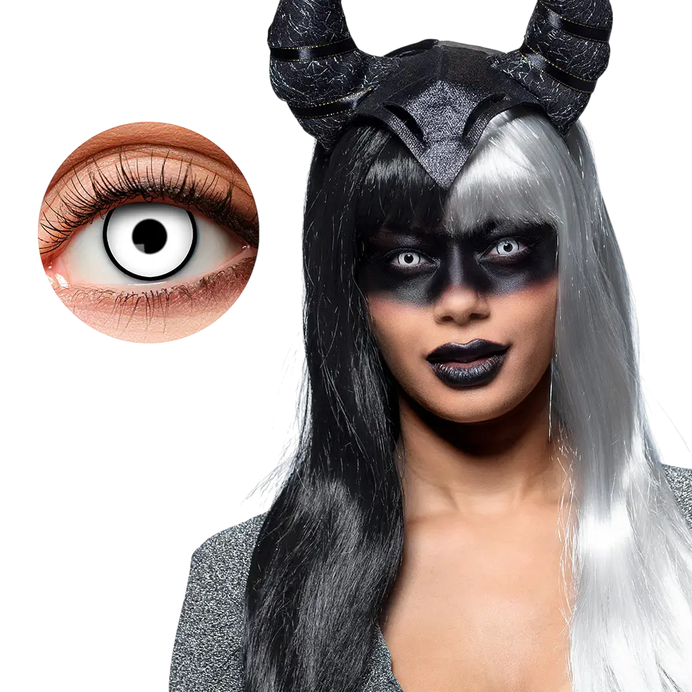 Weiße Kontaktlinsen mit schwarzem Rand – Halloween-Kontaktlinsen