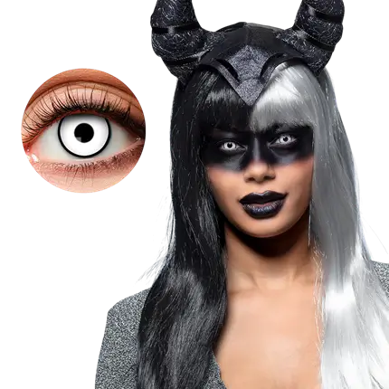 Weiße Kontaktlinsen mit schwarzem Rand – Halloween-Kontaktlinsen