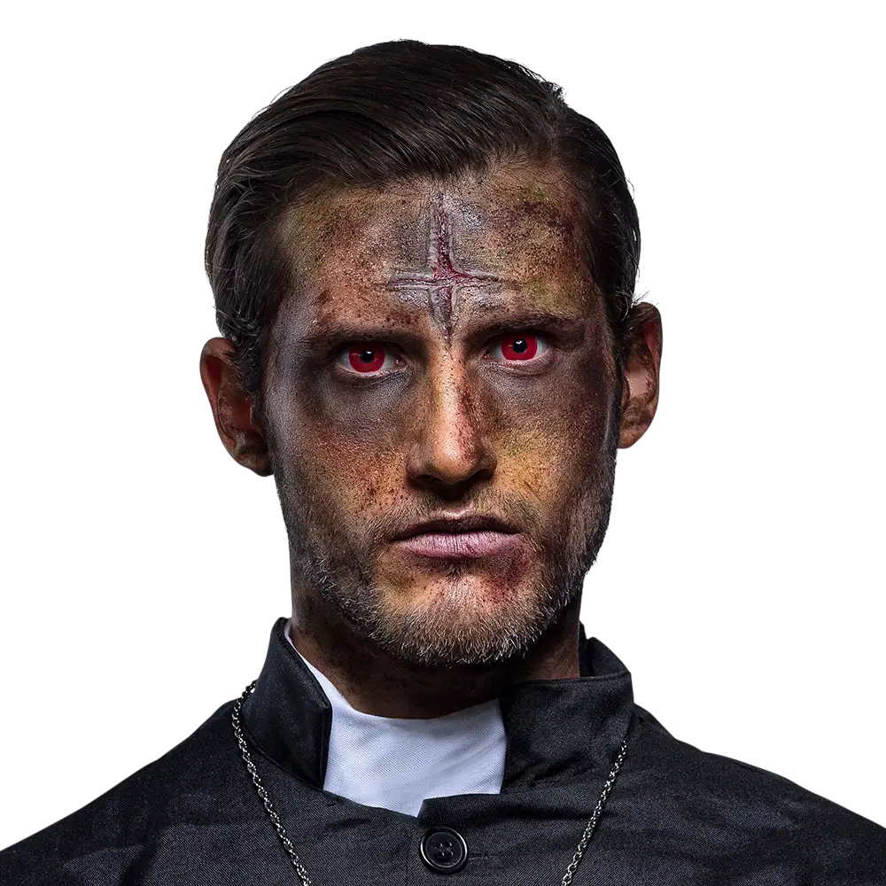 Kontaktlinsen mit roten Augen und schwarzer Pupille – Halloween-Teufel-Kontaktlinsen
