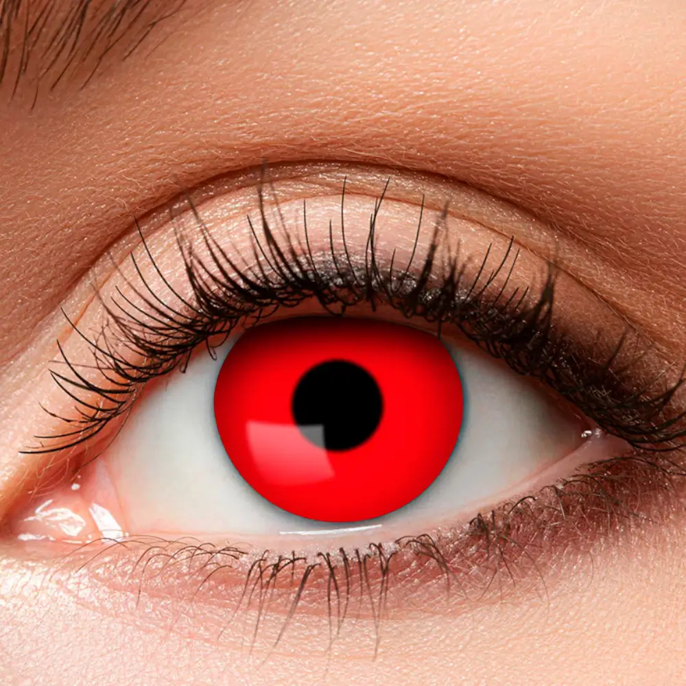 Kontaktlinsen mit roten Augen und schwarzer Pupille – Halloween-Teufel-Kontaktlinsen