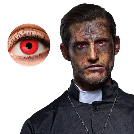 Kontaktlinsen mit roten Augen und schwarzer Pupille – Halloween-Teufel-Kontaktlinsen
