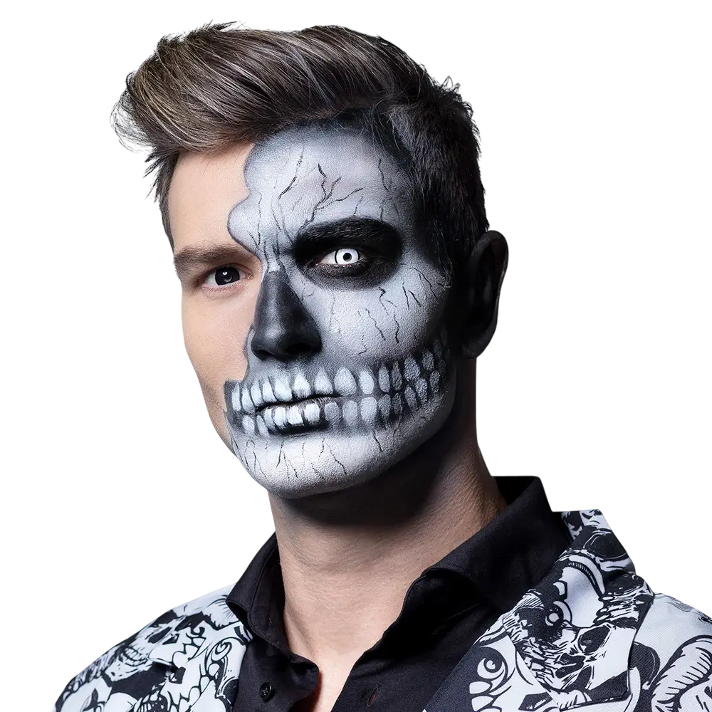 Skullface-Kontaktlinsen in Schwarz und Weiß – Halloween-Kontaktlinsen