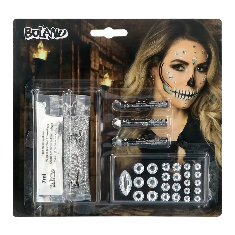 Diamant-Skelett-Make-up-Set – Make-up, Glitzer und Strass