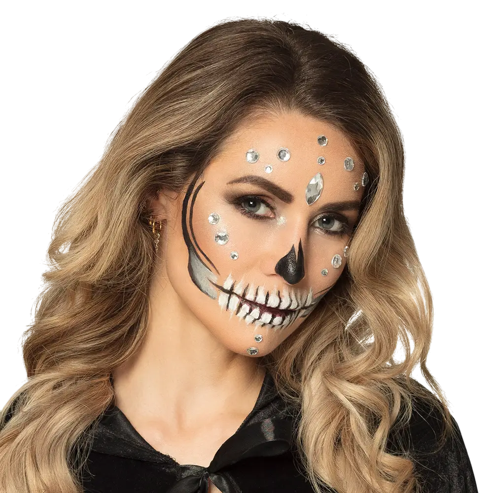 Diamant-Skelett-Make-up-Set – Make-up, Glitzer und Strass