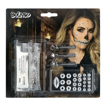 Diamant-Skelett-Make-up-Set – Make-up, Glitzer und Strass