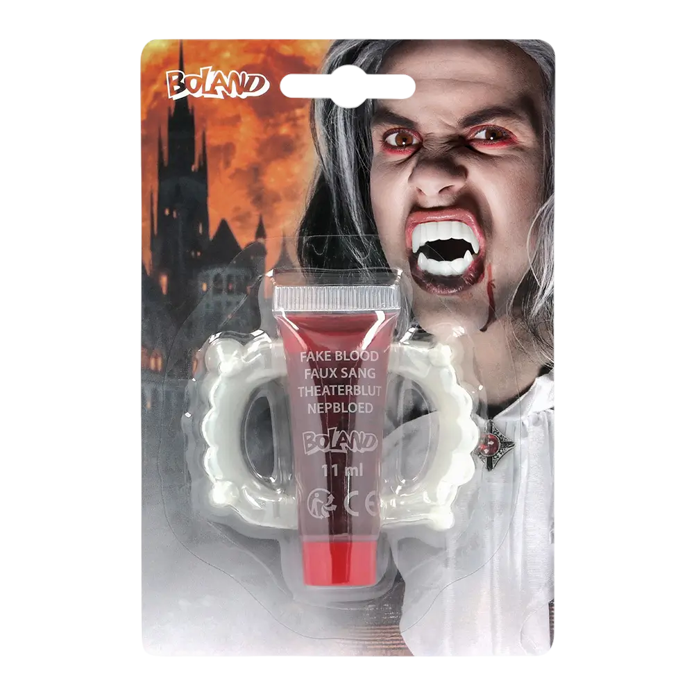Vampir-Set – Vampirzähne und Kunstblut 11 ml