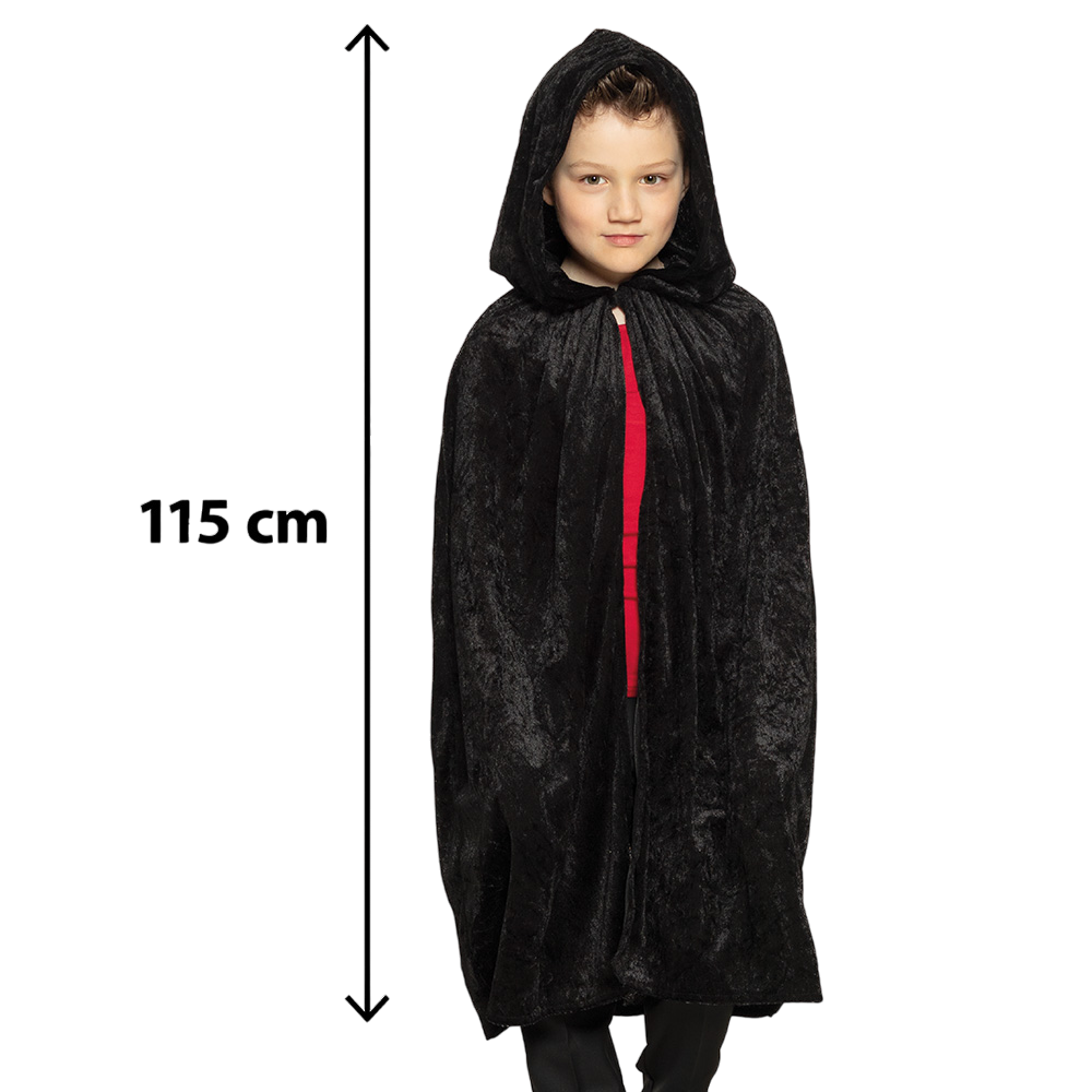 Schwarzer Kinderumhang 115 cm – Halloween-Kostüm