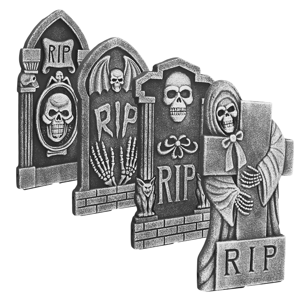 4er-Set Grabsteine „RIP“ 41 x 20 cm – Halloween-Dekoration