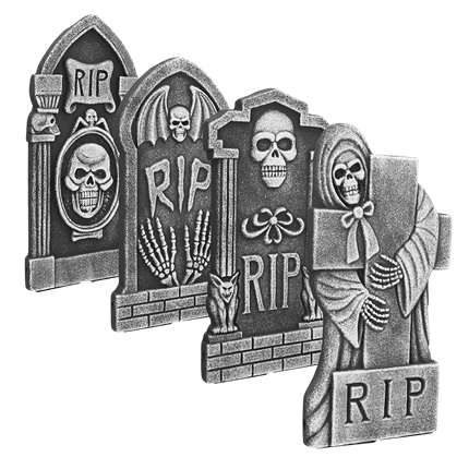 4er-Set Grabsteine „RIP“ 41 x 20 cm – Halloween-Dekoration