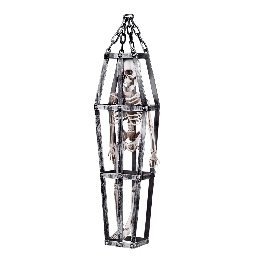 Skelett im Hängekäfig, 50 cm – Halloween-Dekoration