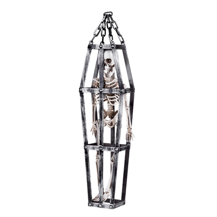 Skelett im Hängekäfig, 50 cm – Halloween-Dekoration