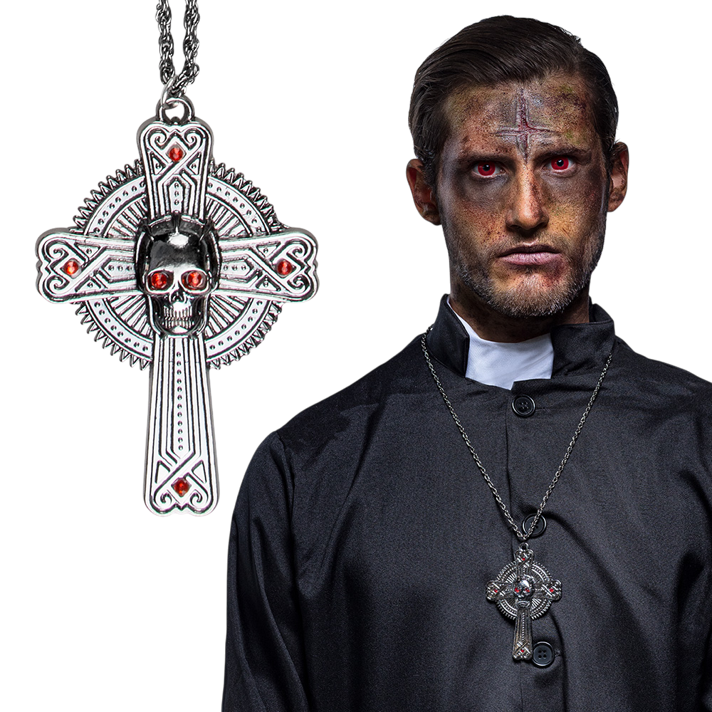 Halskette mit Totenkopf und Knochen – Halloween-Schmuck