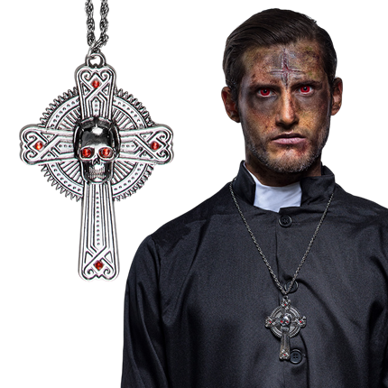 Halskette mit Totenkopf und Knochen – Halloween-Schmuck