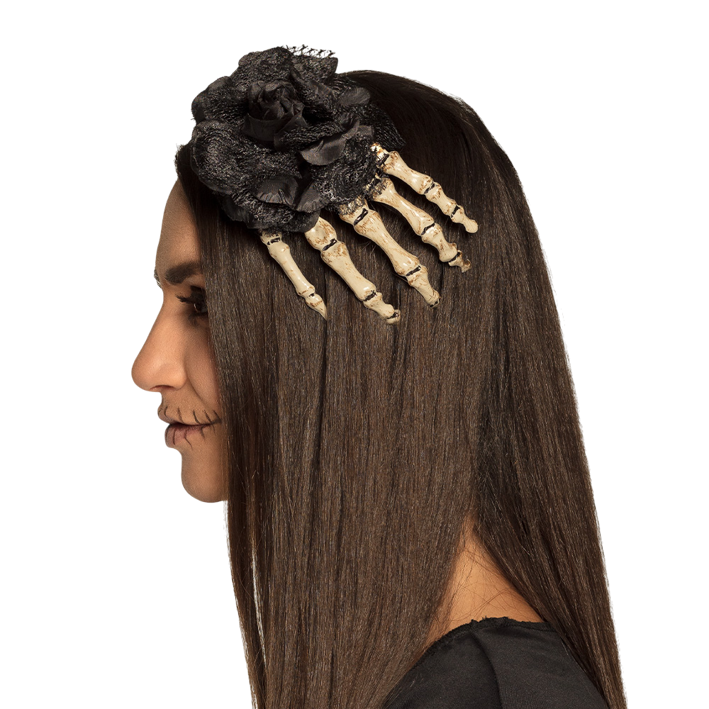 Haarspange „Skelett-Hand“ – Halloween-Haarschmuck