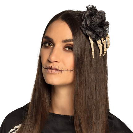 Haarspange „Skelett-Hand“ – Halloween-Haarschmuck