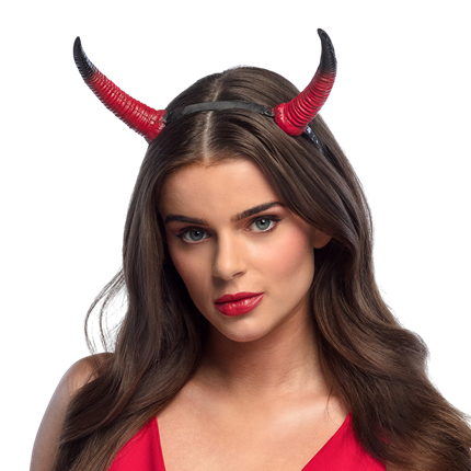 Stirnband mit roten und schwarzen Teufelshörnern aus Schaumstoff – Halloween