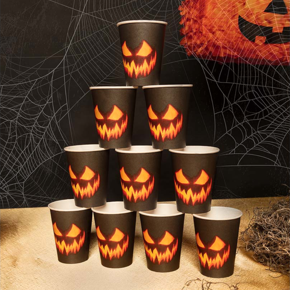 10er-Set Becher „Gruseliger Kürbis“ 25 cl – Halloween