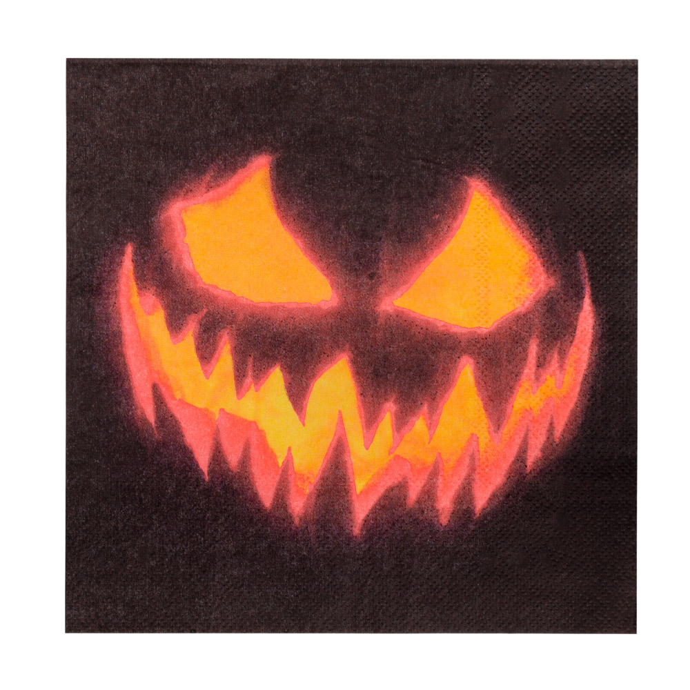 20er-Pack Servietten „Gruseliger Kürbis“, 33 x 33 cm – Halloween