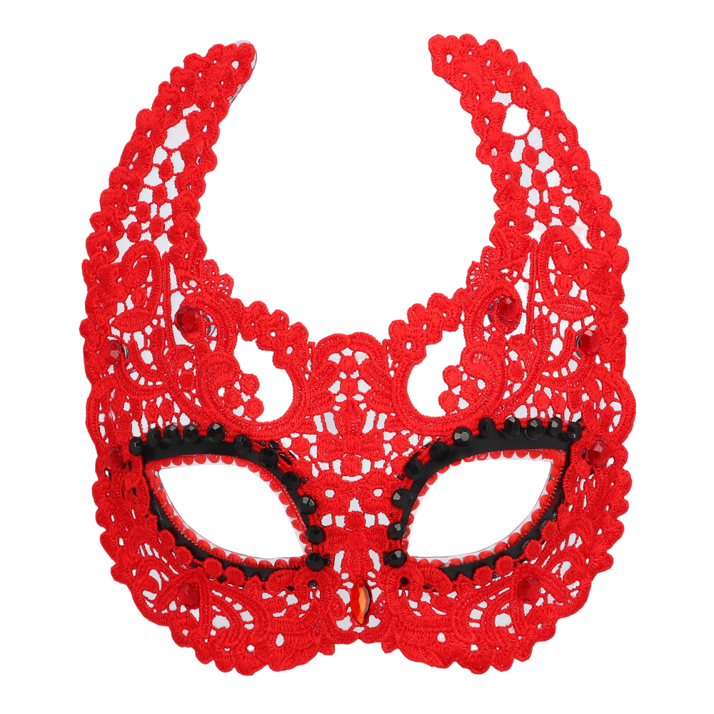Rote Dämonenwolf-Maske aus Spitze – Halloween