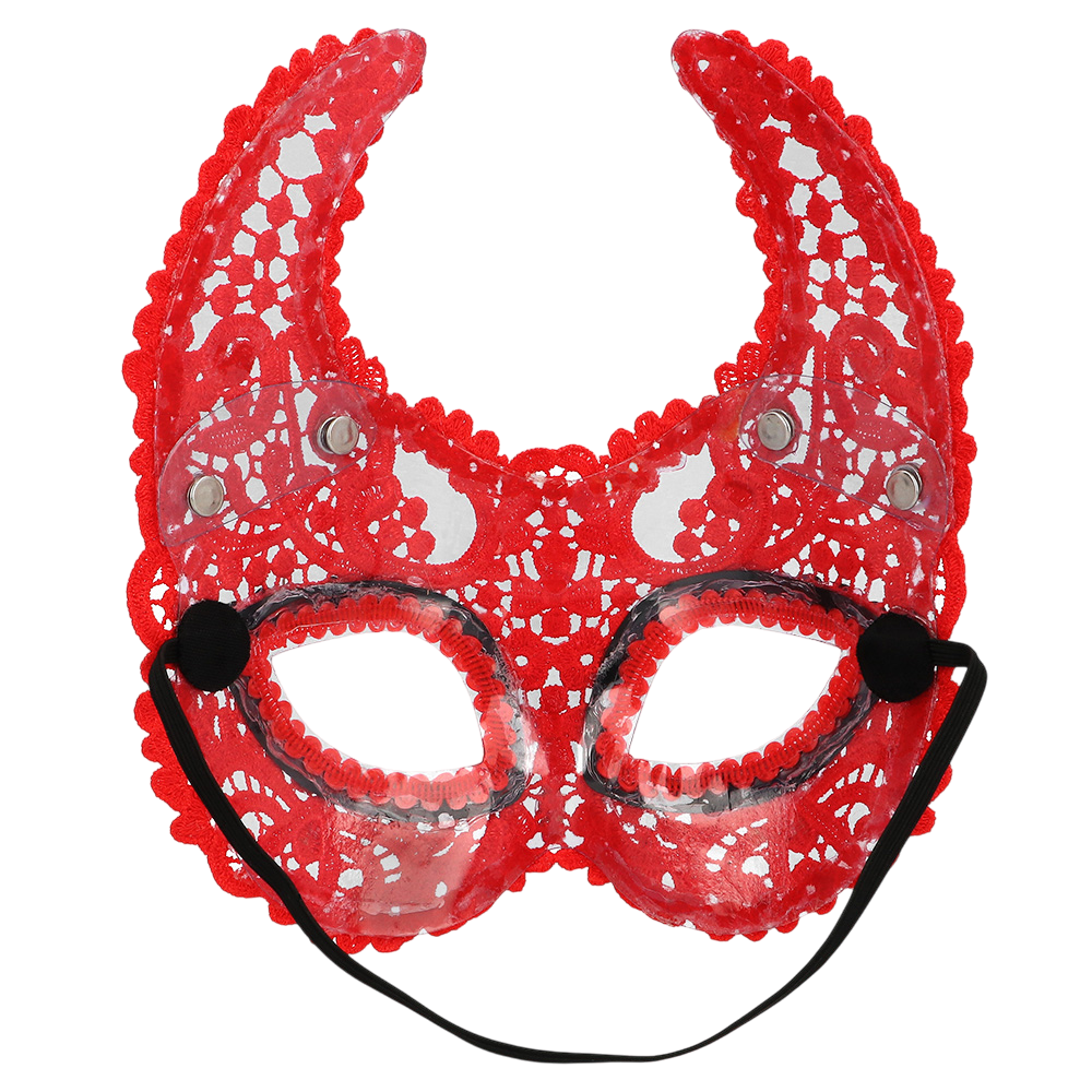 Rote Dämonenwolf-Maske aus Spitze – Halloween