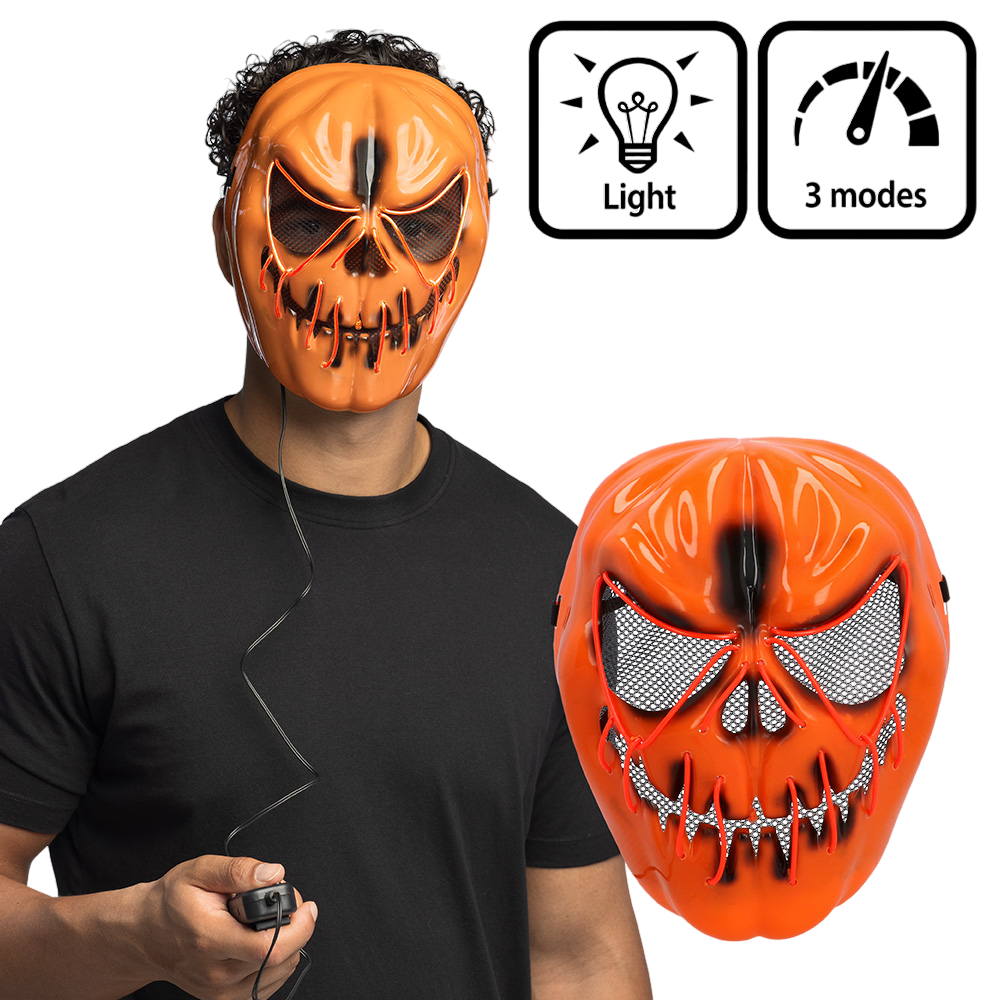 LED-Maske „Gruseliger Kürbis“ – Leuchtende Halloween-Maske