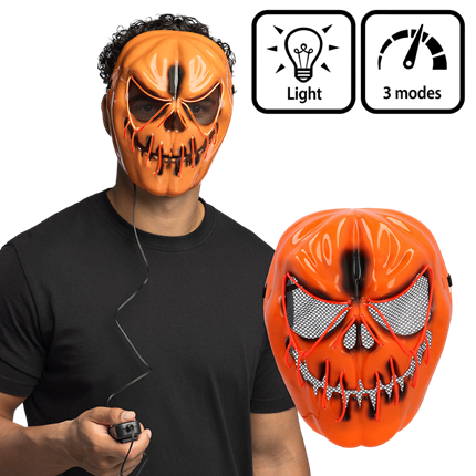LED-Maske „Gruseliger Kürbis“ – Leuchtende Halloween-Maske