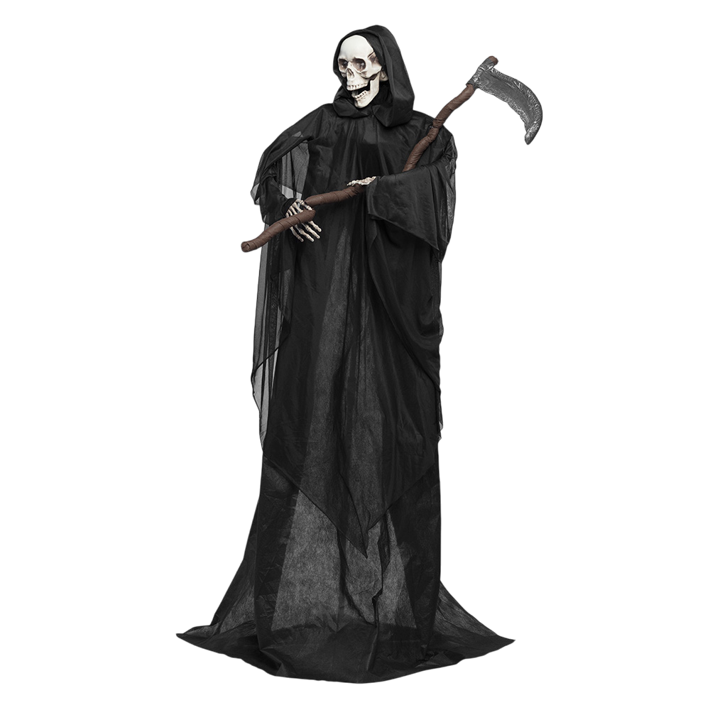 Bewegliche Skelettpuppe „Sensenmann“ mit Sense, 183 cm – Halloween