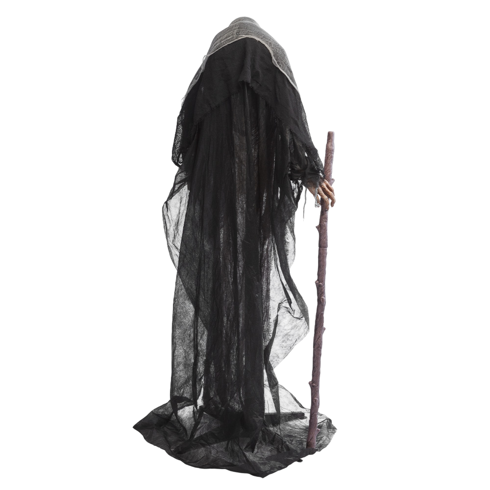 Hexe mit Stock, lebensgroß (160 cm) – Halloween-Dekoration