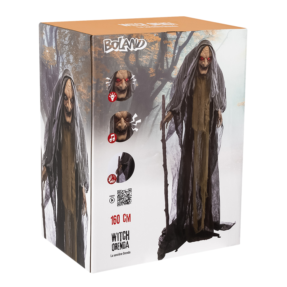 Hexe mit Stock, lebensgroß (160 cm) – Halloween-Dekoration