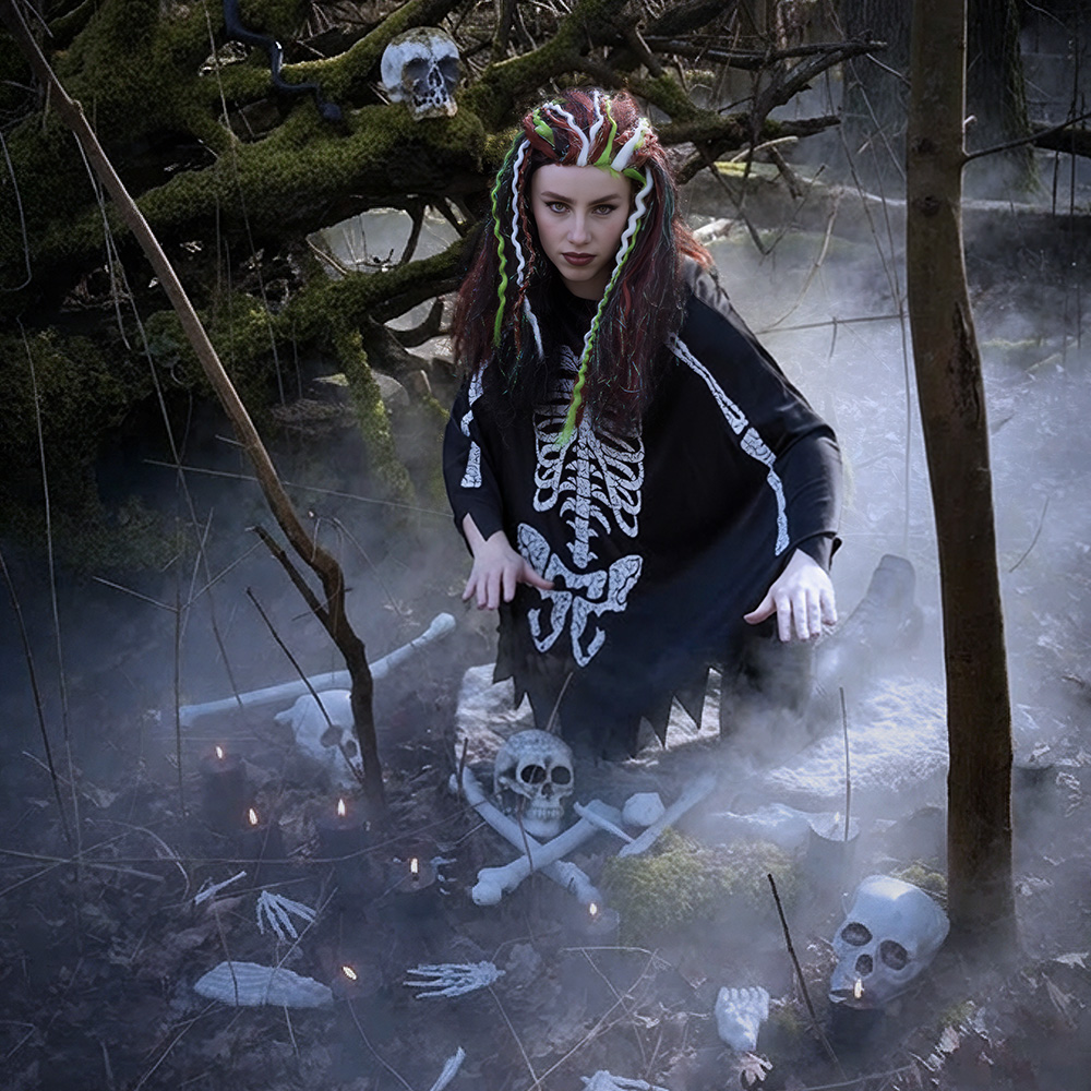6er-Set Totenköpfe und Knochen – Halloween-Dekoration