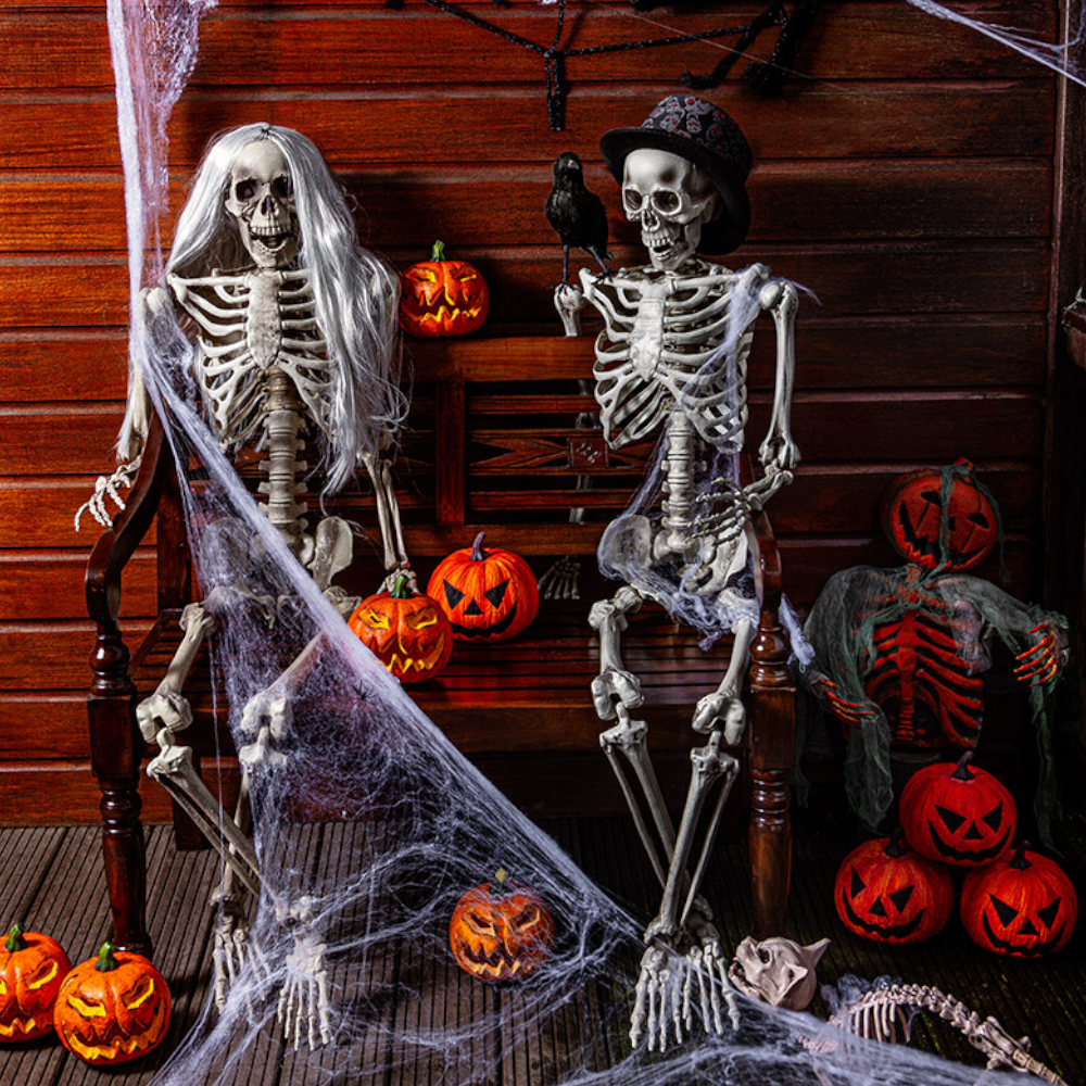 Elastisches Spinnennetz, 150 cm, mit Spinne – Halloween