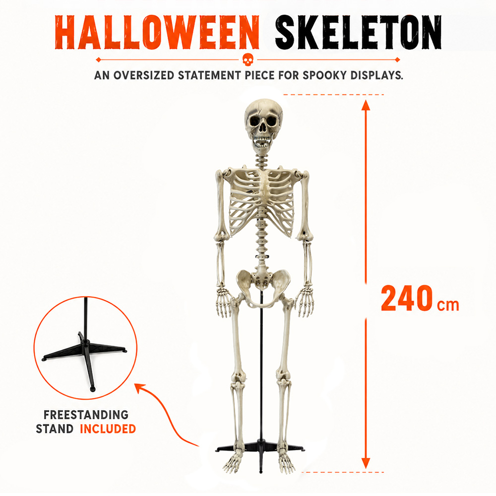 Riesiges Skelett, 240 cm – Halloween-Dekoration