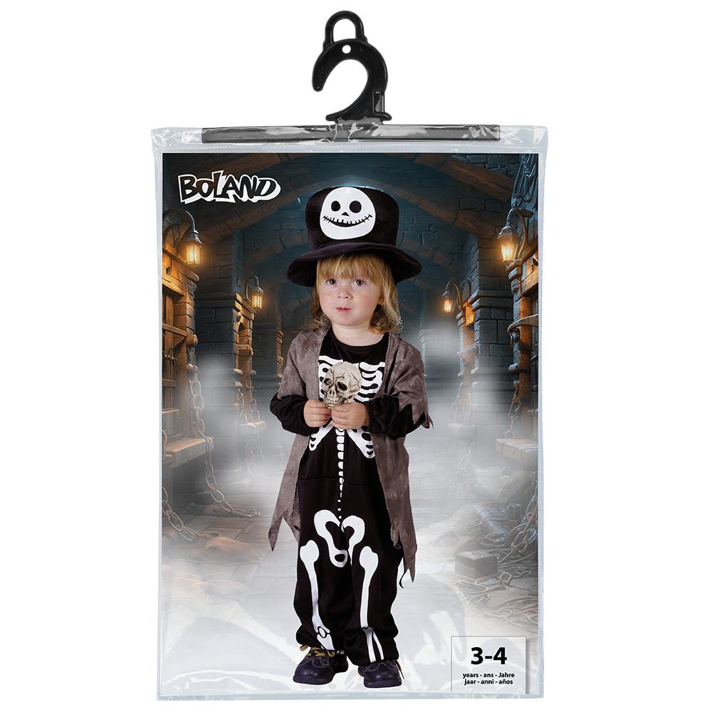 Skelett-Kostüm für Jungen, 3–4 Jahre – Halloween