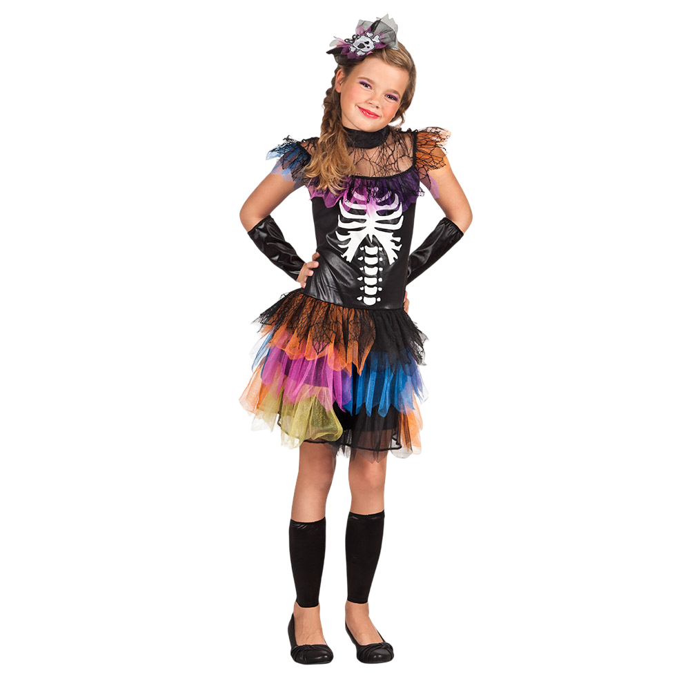 Skelettprinzessinnen-Kostüm für Mädchen von 4 bis 6 Jahren – Halloween